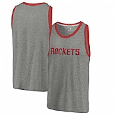 Houston Rockets Fanatics Branded Wordmark Tri-Blend Tank Top - Heathered Gray